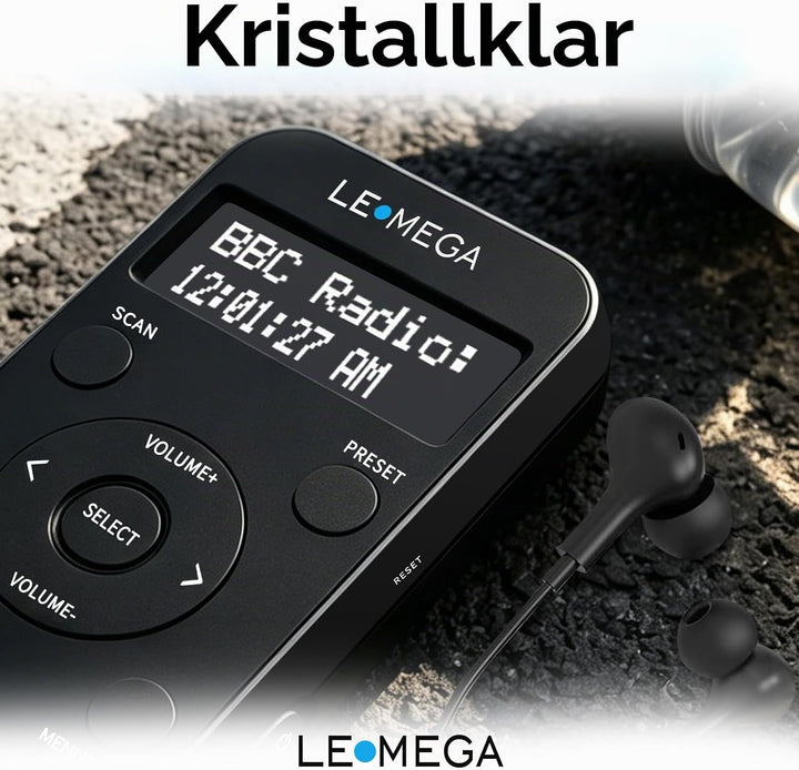 LEMEGA PR1L Taschen-DAB-Radio, FM-Radio, tragbares DAB+-Radio, inkl. Kopfhörer, wiederaufladbare Bat