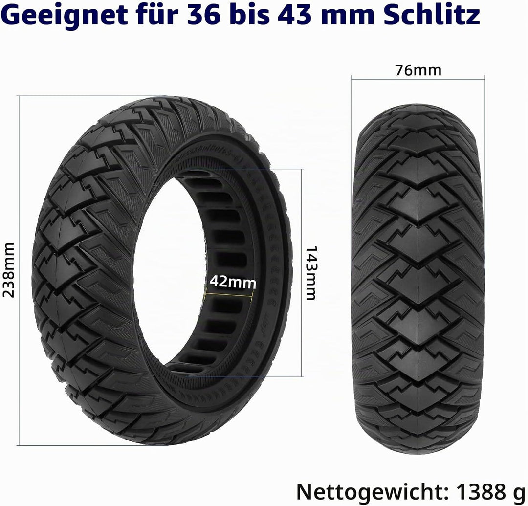 10 Zoll Scooter Solide Reifen, Elektroroller Vollgummireifen 10 x 3/255 x 80 (80/65-6) Ersatzreifen