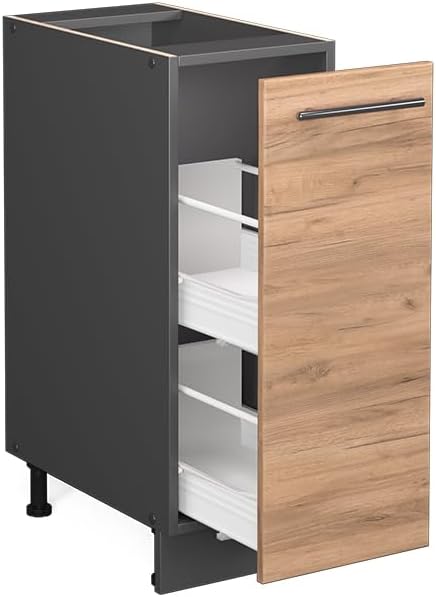 Vicco Apothekerschrank Fame-Line, Goldkraft Eiche/Anthrazit, 30 cm ohne Arbeitsplatte Goldkraft Eich