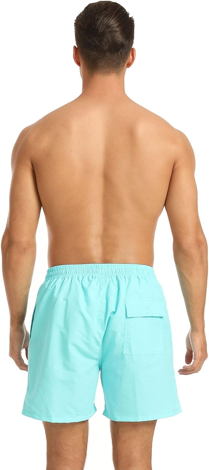 JustSun Badehose Herren Schnelltrocknend Boardshorts mit Mesh-Futter und Verstellbarem Tunnelzug L B