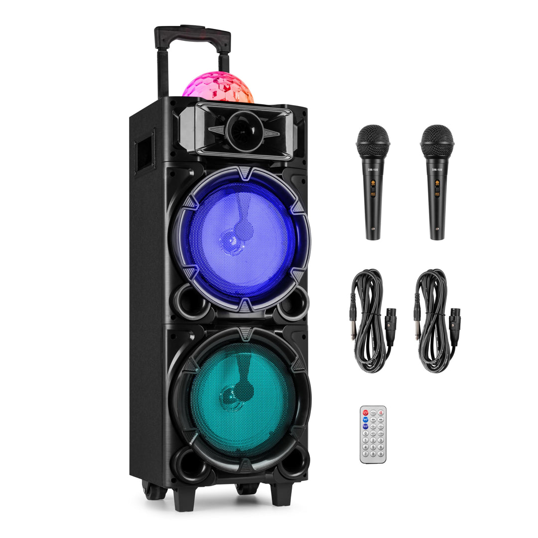 Fenton LIVE290 Karaoke Box, Musikbox Bluetooth – Karaoke Anlage mit 2 Mikrofonen – 300 Watt Bluetoot