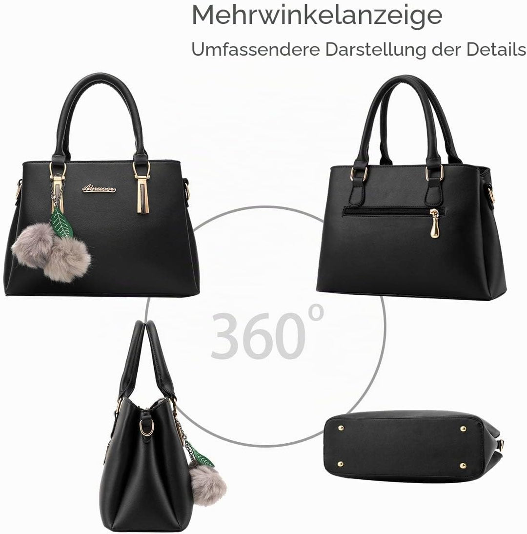 Nicole&Doris Neue PU-Leder beiläufige Art und Weise Handtasche Schultertasche Messenger Bag Schwarz,