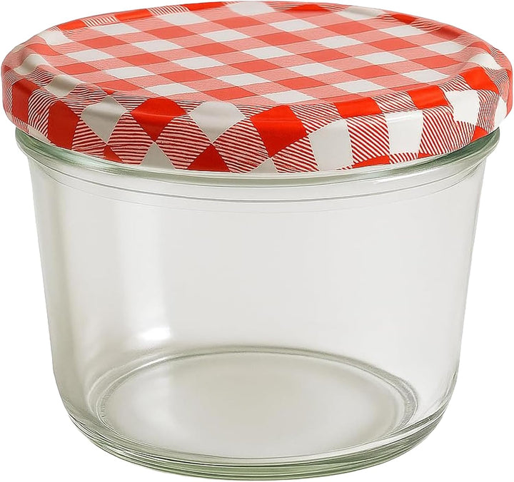 hocz 25x Marmeladengläser 230 ml Set | Deckel Rot Kariert TO 82 | mit Etiketten NZ | Einmachgläser m