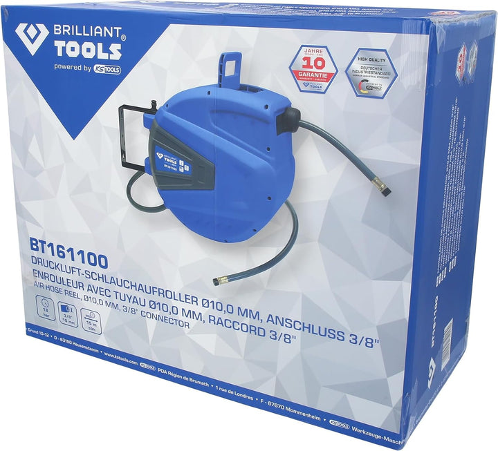 BRILLIANT TOOLS BT161100 DL-Schlauchaufroller Ø10mm, Anschluss 3/8", PVC [Powered by KS TOOLS]