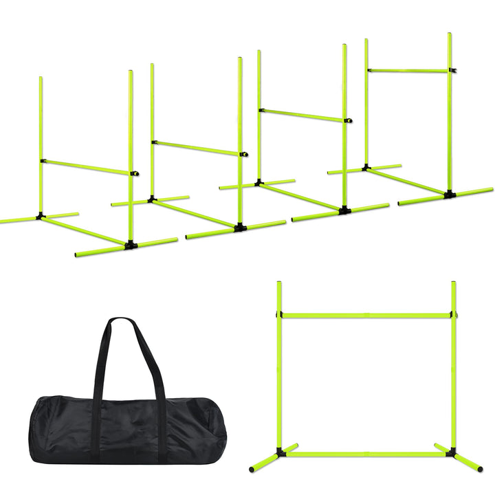 SUBTLETY 4 Stück Hürdenset Einstellbar Slalomstangen mit Tragtasche, Kunststoff Agility Ausrüstung f