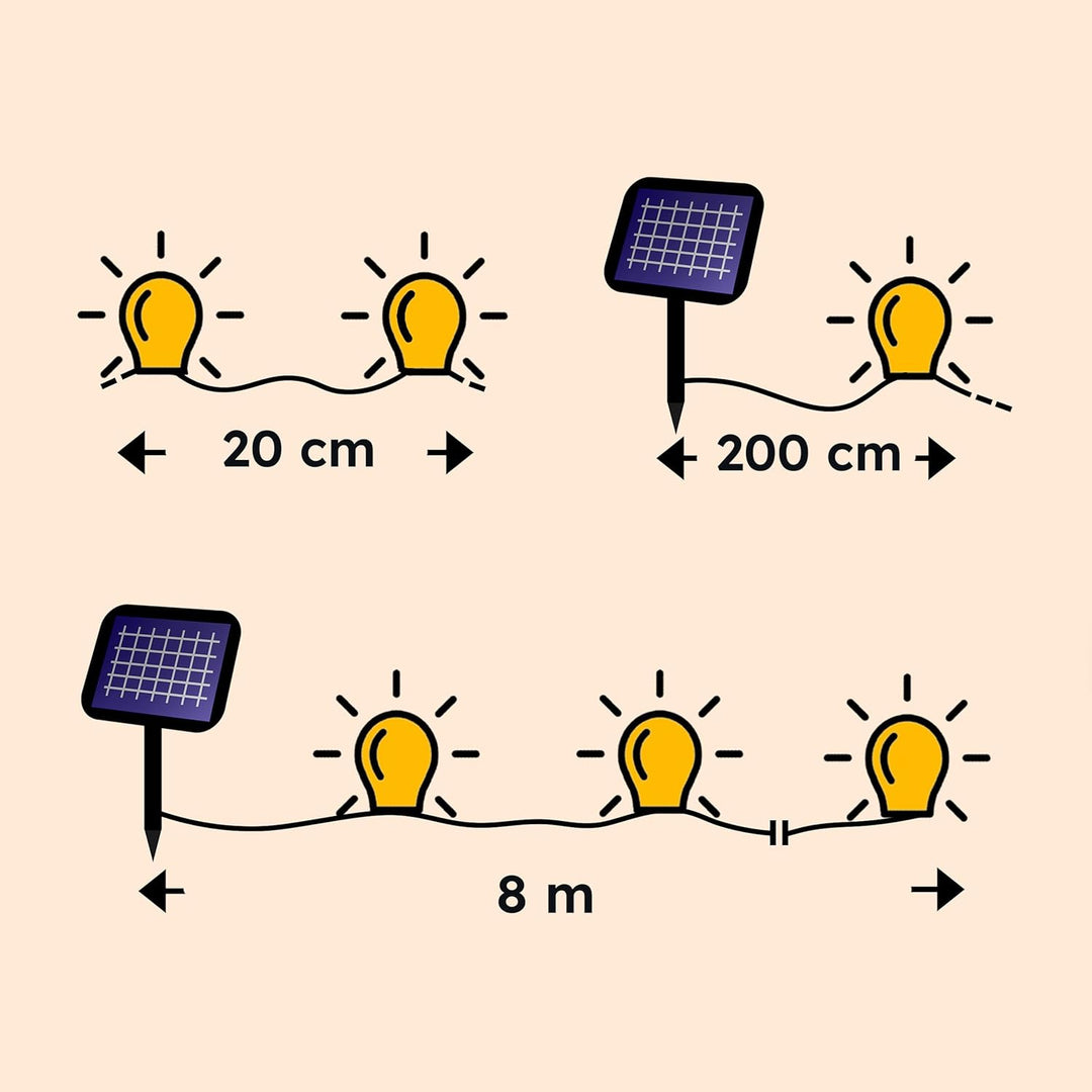 Esotec Solar Lichterkette Bubble Balls, 6m, 30 LEDs, warmweiss, Zuleitung 2m, Akku, Solarmodul, Erds