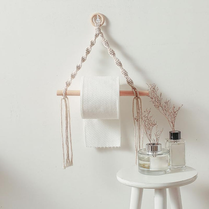 Cabilock Bohemian Makramee Handtuchhalter Aus Baumwollfaden 40X40Cm Wandbehang Für Badezimmer Deko U