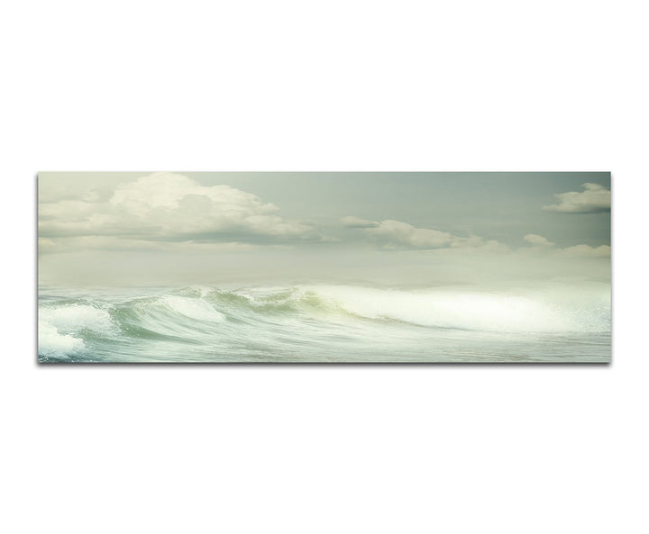 Paul Sinus Art Panoramabild auf Leinwand und Keilrahmen 150x50cm Meer Welle Wolkenhimmel Vintage