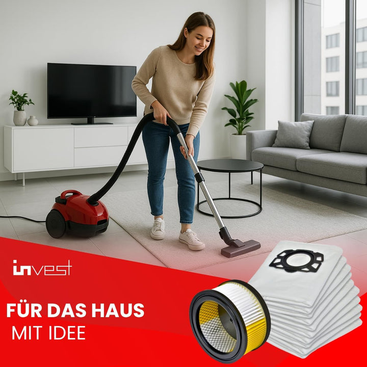 Invest - Staubsaugerbeutel Ersatz, Filtertüten Beutel Kompatibel mit Kärcher 6.414-960.0, WD 4.200 W