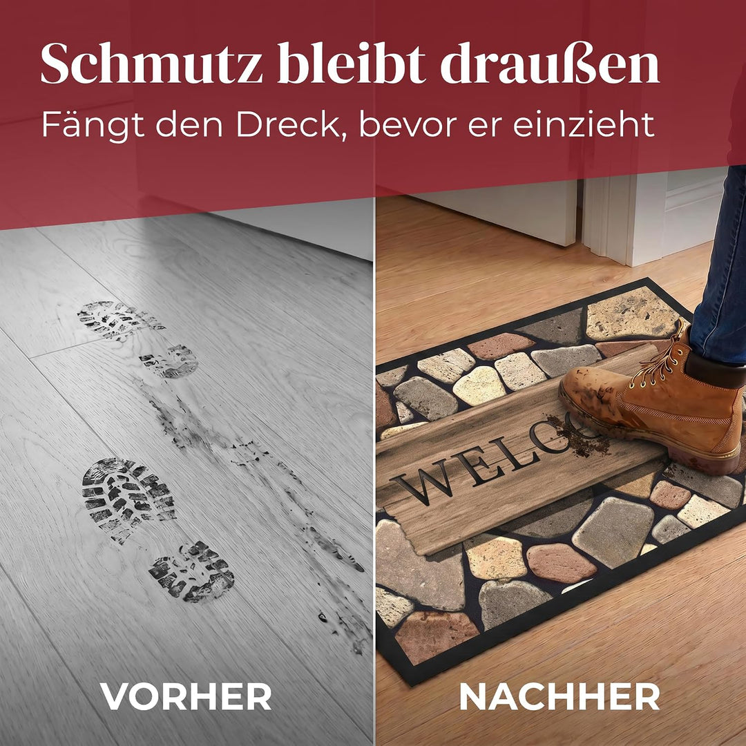Hochwertige Fussmatte 60x80 cm (Large) – Schmutzfangmatte für Innen &amp; Aussen, rutschfest mit hoher S