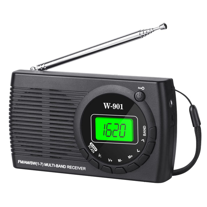 Padwa Lifestyle Mini Radio, Radio Batteriebetrieben Am Fm Sw Fm, Taschenradio Mit On-Screen-Display/