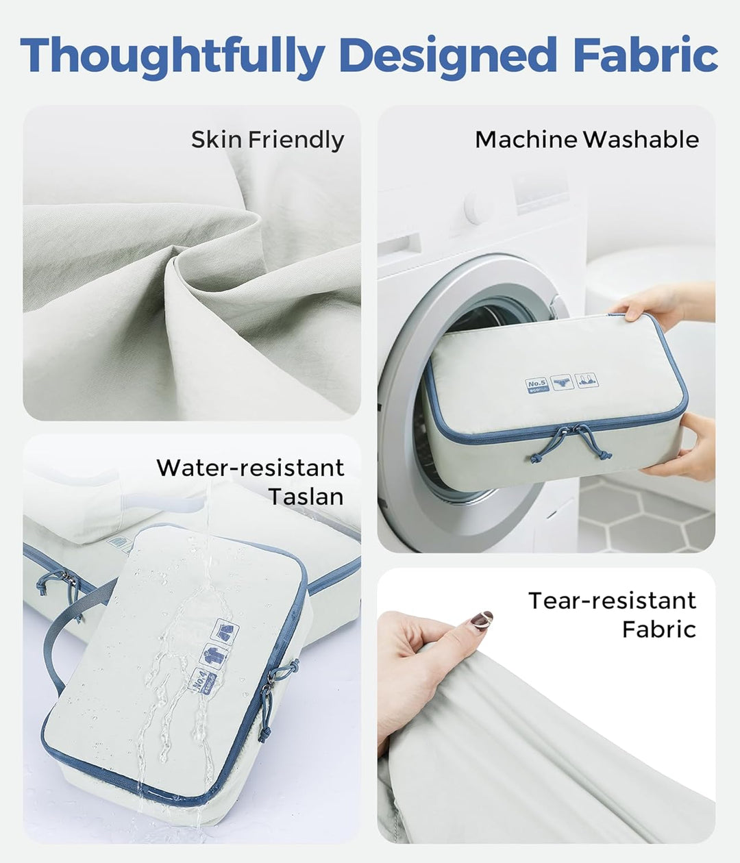 ECOHUB Packwürfel 6er Set Koffer Organizer, Reissfest & Wasserabweisend, Durchdachtes Ordnungssystem