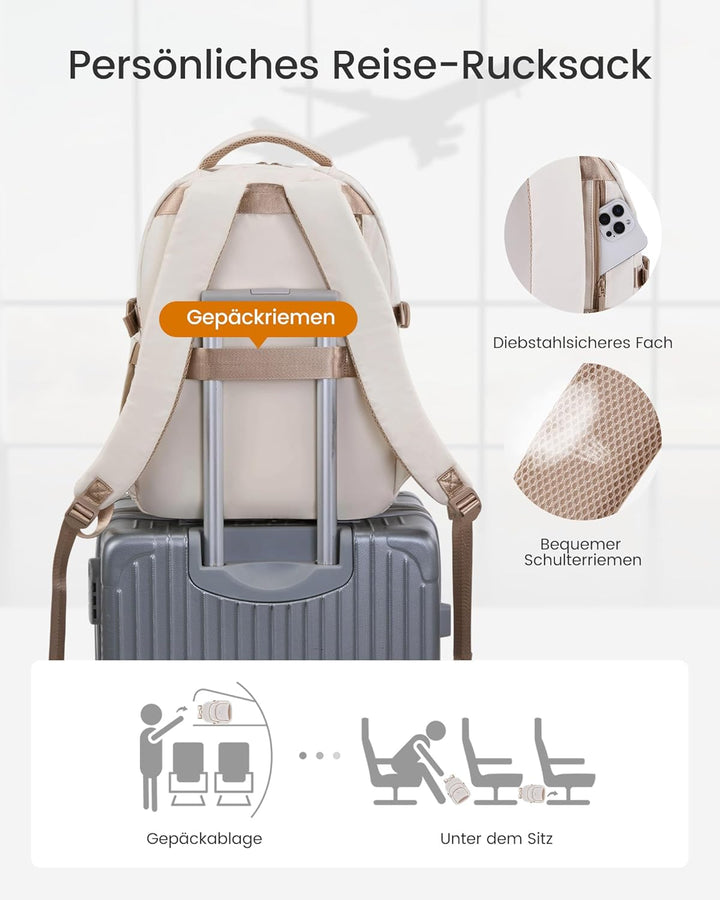 LOVEVOOK Rucksack Damen, 15,6 Zoll Laptop Schulrucksack Wasserdicht, Schultasche Teenager Backpack W