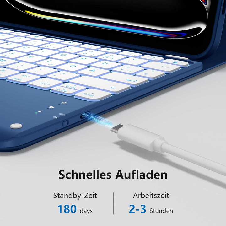 Vobafe Hülle mit Tastatur für iPad Pro 13 Zoll M5/M4 (2025/2024), Multi-Touch Trackpad Hochwertige P