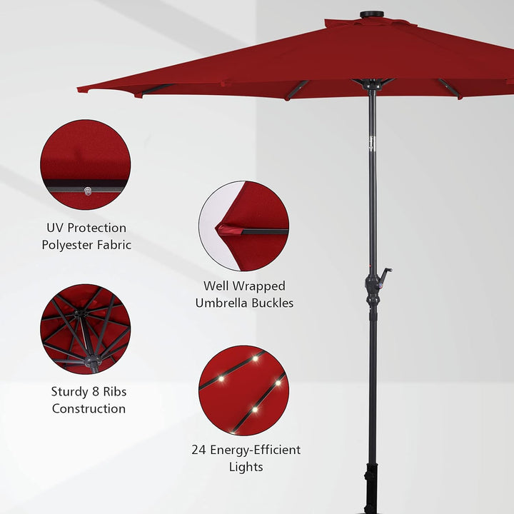 GIANTEX 3 M Sonnenschirme für den Aussenbereich, 8 Lamellen, 24 LEDs für Solarpaneele, neigbar, 2 in