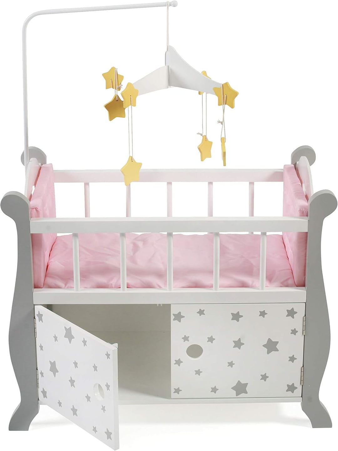 Bayer Chic 2000 - Puppenbett mit Mobile, Puppenmöbel, Puppenzubehör, Stars grau