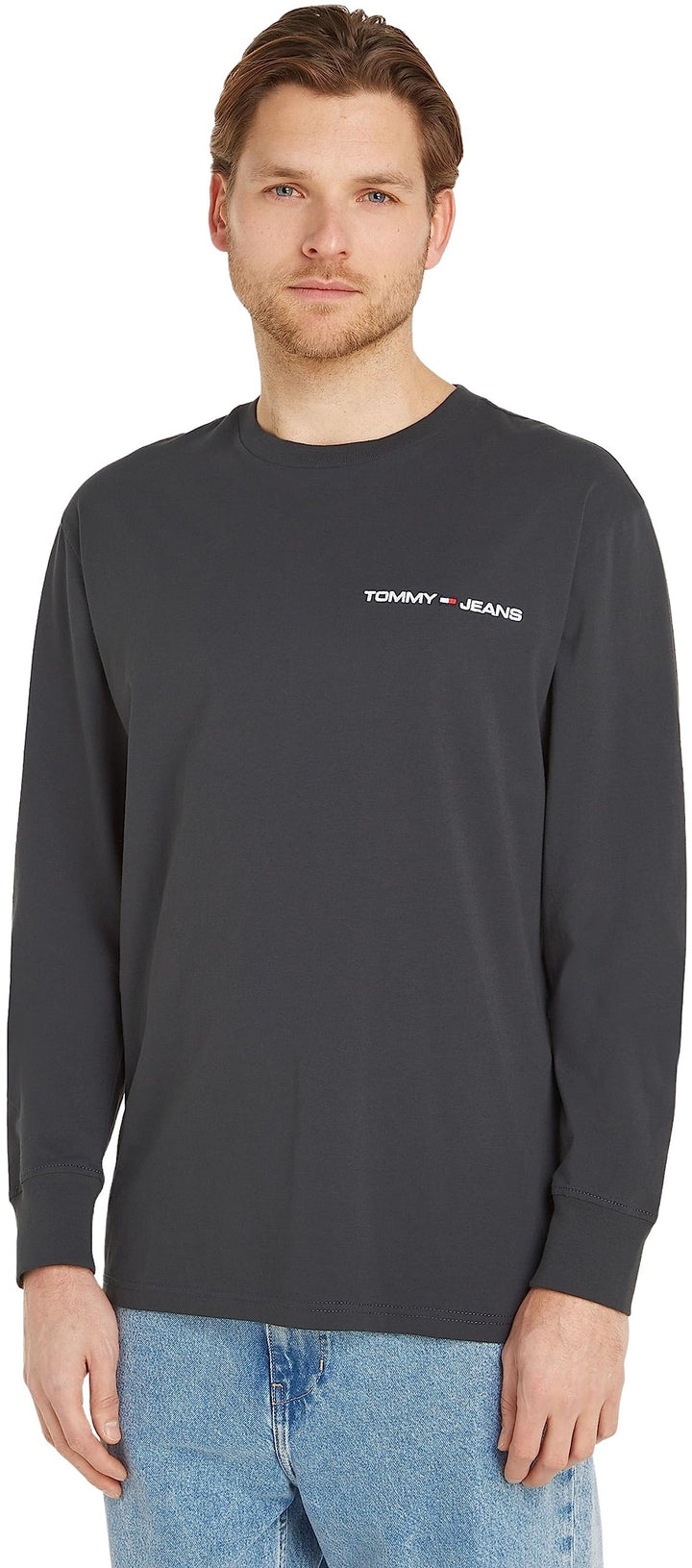 Tommy Jeans Herren Langarm Strickoberteile, Grau