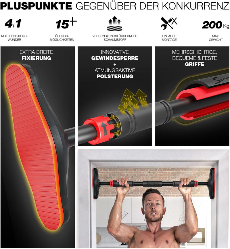 Sportstech Klimmzugstange mit innovativer Gear-Lock Funktion | sicher & schnell ohne Schrauben im Tü