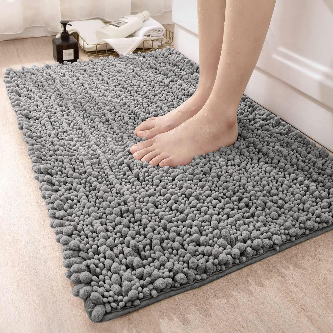 DEXI Badezimmerteppich 60 x 110 cm,Chenille Badematte rutschfest,weicher Badvorleger Maschinenwaschb