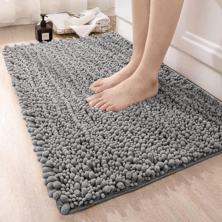 DEXI Badezimmerteppich 60 x 110 cm,Chenille Badematte rutschfest,weicher Badvorleger Maschinenwaschb