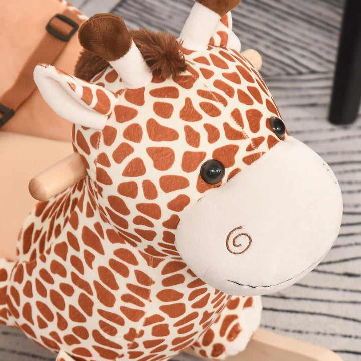 HOMCOM Schaukelpferd Schaukeltier Schaukelspielzeug Babyschaukel Spielzeug Kinder Lieder L60 x B33 x