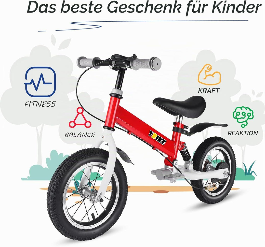 YBIKE Laufrad 2 in1, kinderfahrrad Mit Pedalen, Stossdämpfern, Schutzblechen,12 14 Zoll laufräder Ge