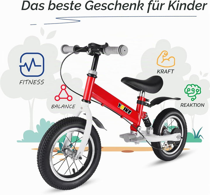 YBIKE Laufrad 2 in1, kinderfahrrad Mit Pedalen, Stossdämpfern, Schutzblechen,12 14 Zoll laufräder Ge