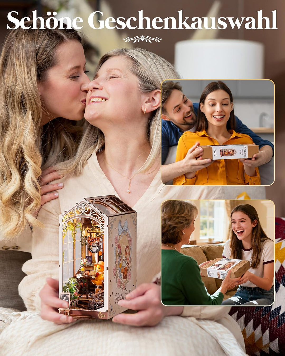 Rolife Book Nook Kit für Erwachsene Miniatur Haus Selber Bauen mit Licht Holiday Café Booknook Bausa