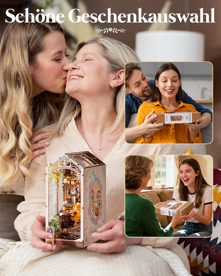 Rolife Book Nook Kit für Erwachsene Miniatur Haus Selber Bauen mit Licht Holiday Café Booknook Bausa