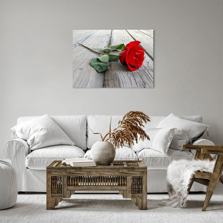 Bilder auf Leinwand Blume Holz Pflanze Leinwandbild mit Rahmen 70x50cm Wandbilder Dekoration Wohnzim