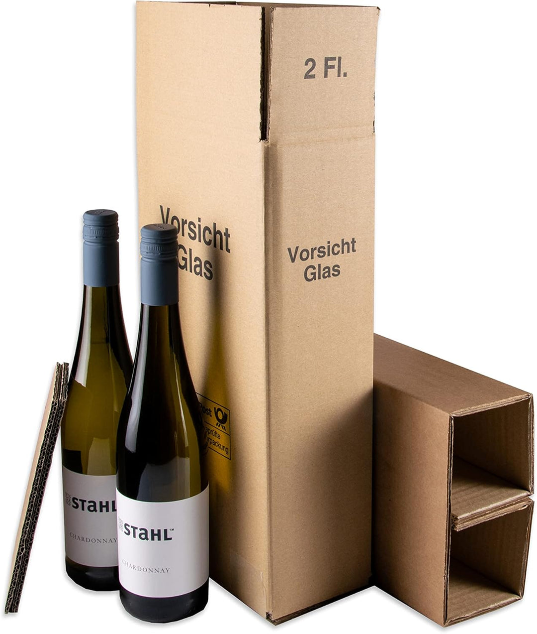 5x Wein Versandkarton 2er DHL/UPS geprüft für 2 Flaschen (Umkarton, Hülse, 1 Deckel) 5 x 2er, 5 x 2e