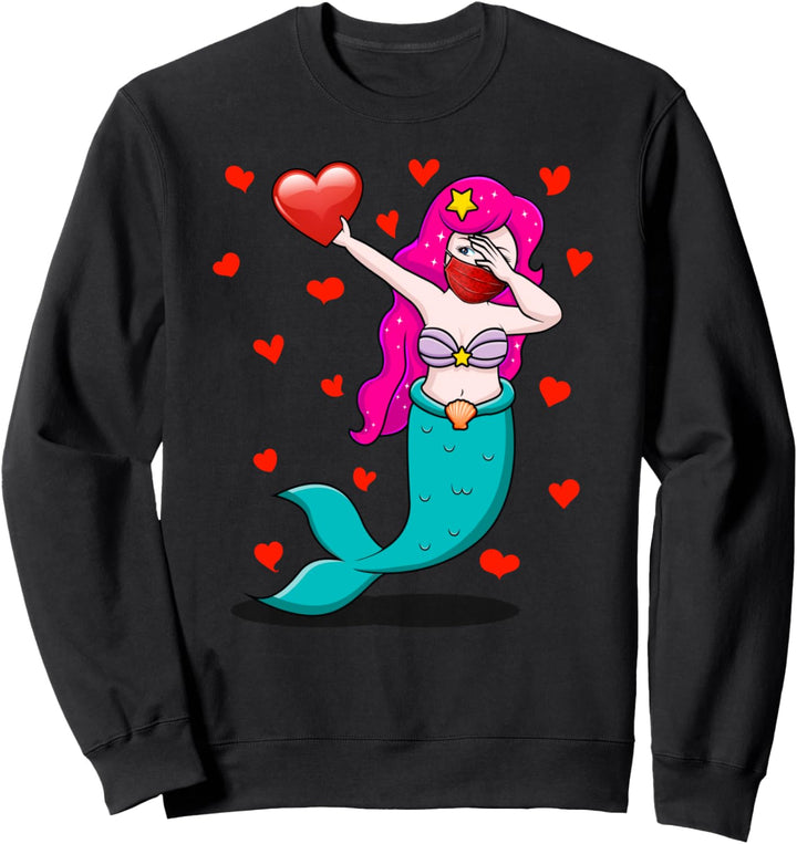 Dabbing Mermaid Wears Face Mask Valentins Kostüm Geschenke Sweatshirt