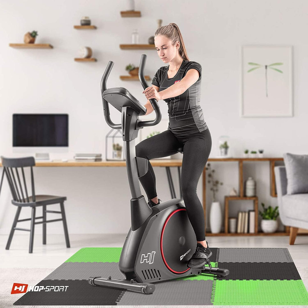 Hop-Sport Puzzlematte 9er Set - Unterlegmatte für Fitnessgeräte als Rutschfester Bodenschutz - Gröss