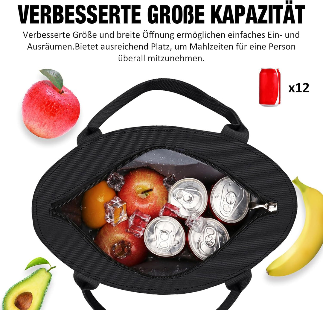 Kühltasche Klein Leicht Lunch Tasche Isoliertasche zur Arbeit Schule Faltbar Wasserdicht Reissversch