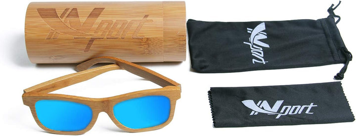 Ynport Bambus-Sonnenbrille für Herren/Damen, klassisches Design, mit Holz beschichtet, Vintage-Stil,