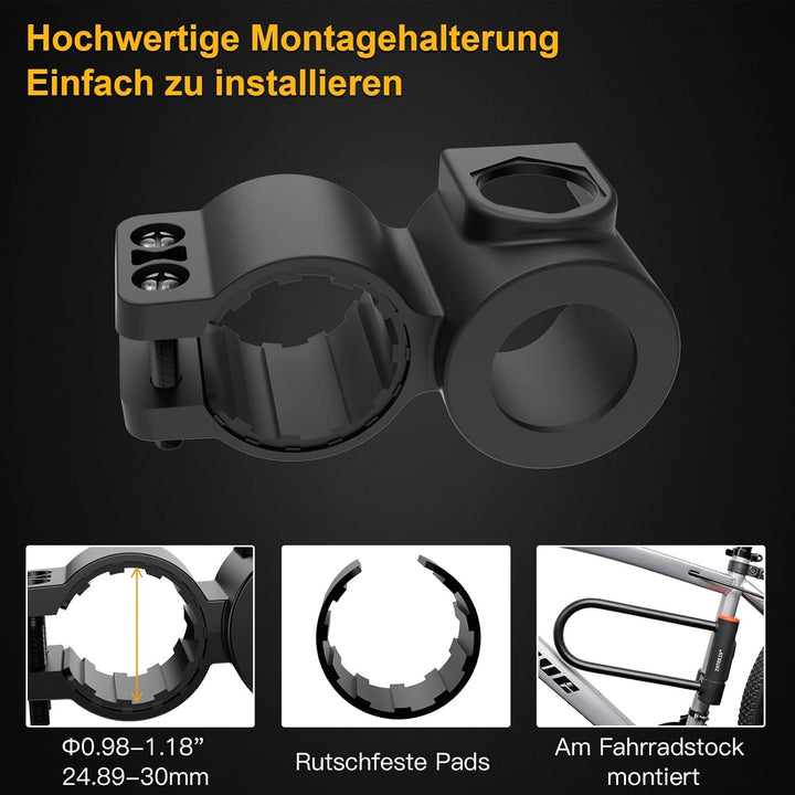 INTEKIN Fahrradschloss Bügelschloss mit Halterung, 16mm Fahrrad Bügelschloss mit 3 Schlüssel, Hohe S
