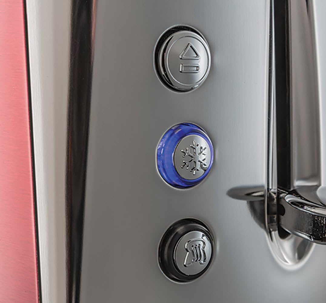 Russell Hobbs Toaster [für 2 Scheiben] Luna Edelstahl Rot (extra breite Toastschlitze, inkl. Brötche