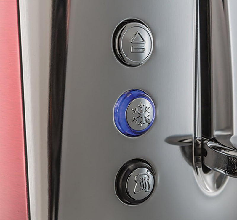 Russell Hobbs Toaster [für 2 Scheiben] Luna Edelstahl Rot (extra breite Toastschlitze, inkl. Brötche