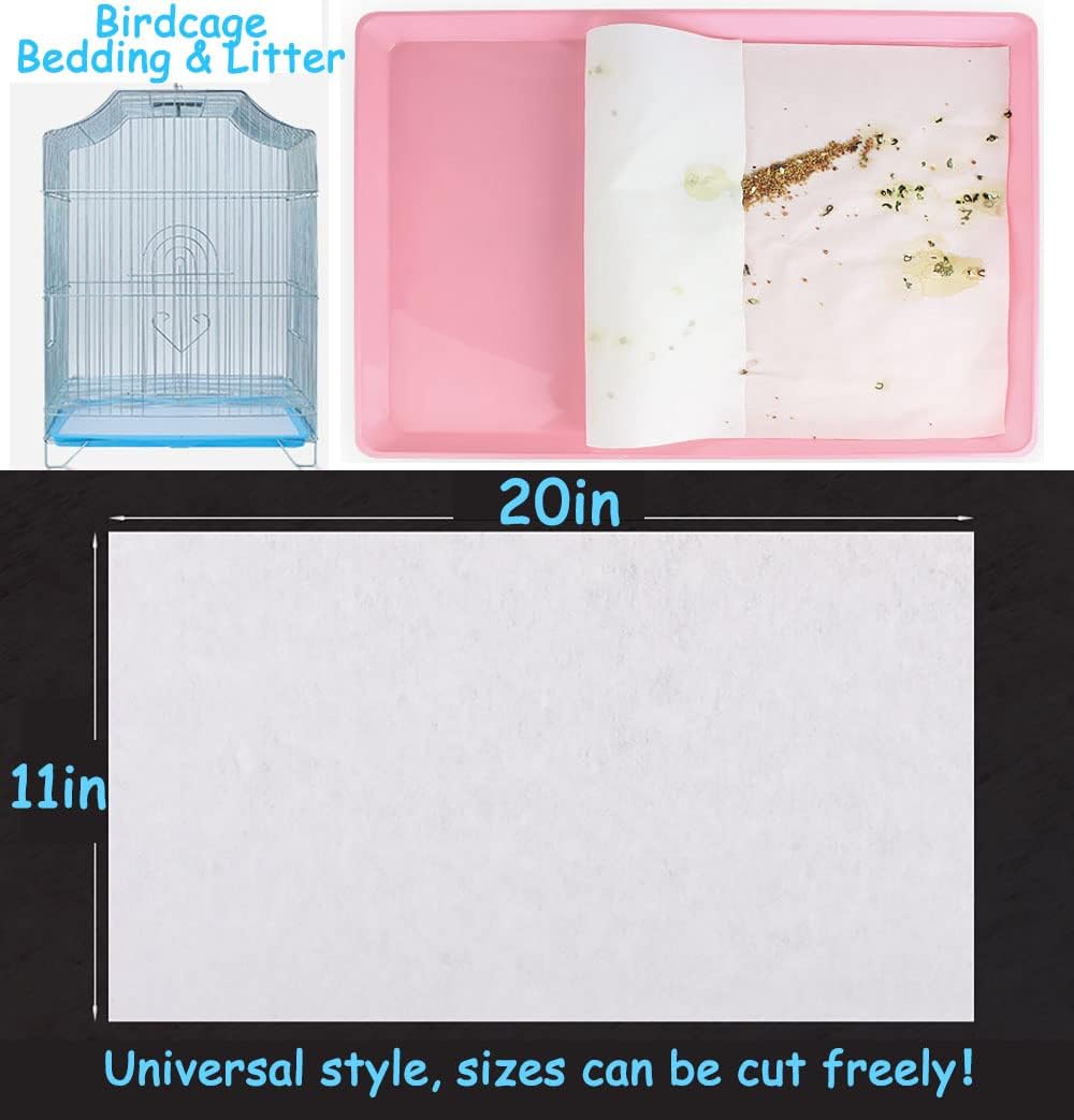 100 Stück Vogelkäfig Liner Papier,11 × 20 Zoll Einweg-Bambuskohle-Faser-Käfig-Papiereinlagen vorgesc