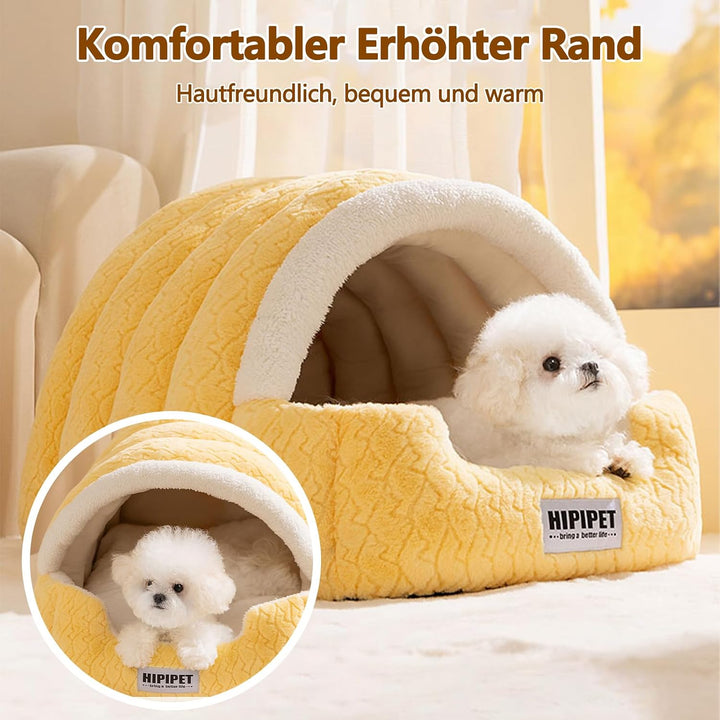 Galatée Hundebett, Weiches Katzenhöhlenbett Mit Abnehmbarem Kissen, Warmer Tierunterstand, Süsses Ka