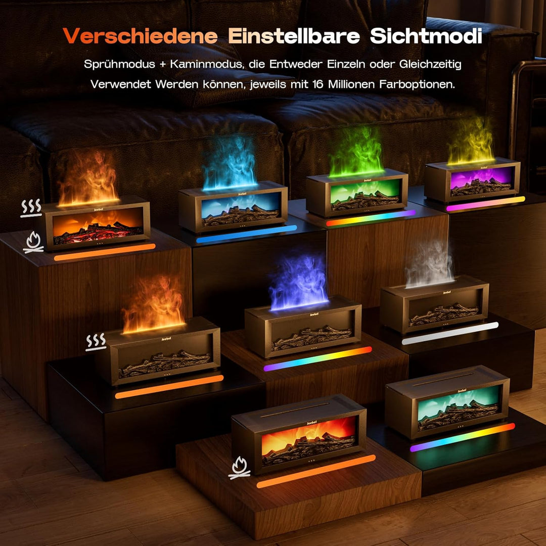 Aroma Diffuser für Ätherische Öle - Kamin Diffusor mit Dynamischem Flammeneffekt, Automatische Farbw