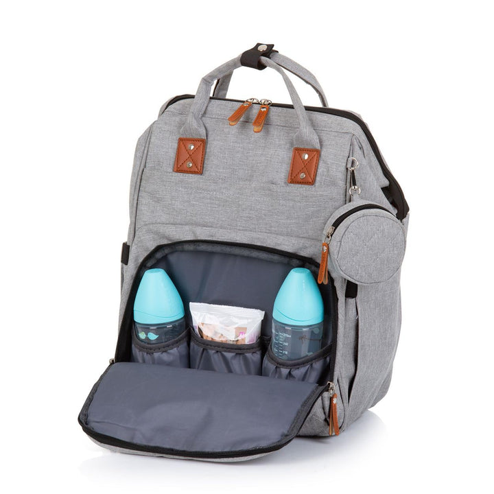 Chipolino Wickeltasche, Kinderwagen Rucksack Reissverschluss Schnullertasche, Farbe:hellgrau, Hellgr