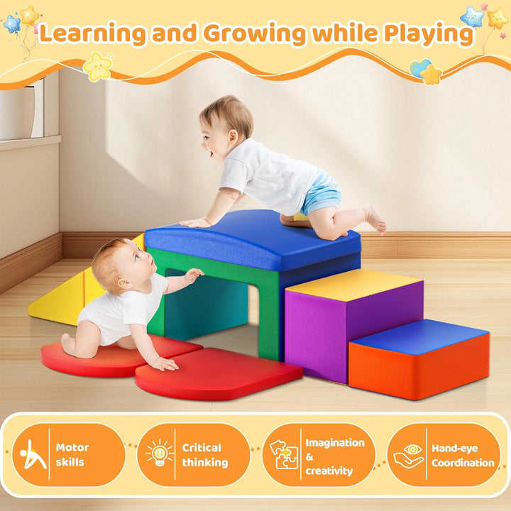Baby-Schaumstoffbausteine, Softplay-Set für Kleinkinder von 1–3 Jahren, Baby-Kletterturm mit Rutsche