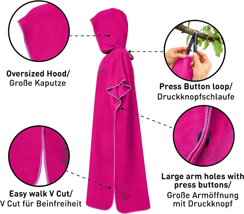 Fit-Flip Umziehhilfe Strand – Ultraleicht und schnelltrocknend – Surf Poncho Herren und Damen, Umkle