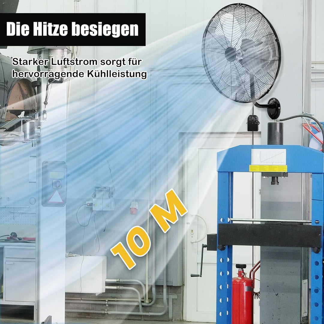 RELAX4LIFE Wandventilator mit 3 Geschwindigkeitsstufen, 85°Oszillation & 30°Neigung, 120W Ventilator