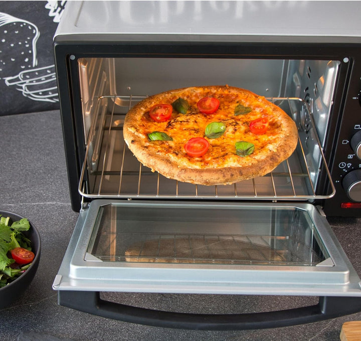 Mini Backofen 25 Liter | Pizza-Ofen | 3in1 Backofen | Minibackofen | Miniofen | Krümelblech | Ober-/