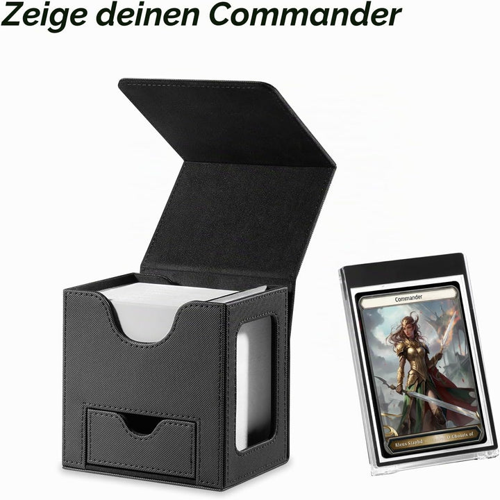 Card Deck Box für MTG Commander – Patentiertes Design, Commander Display, passend für 100 Doppelarmk