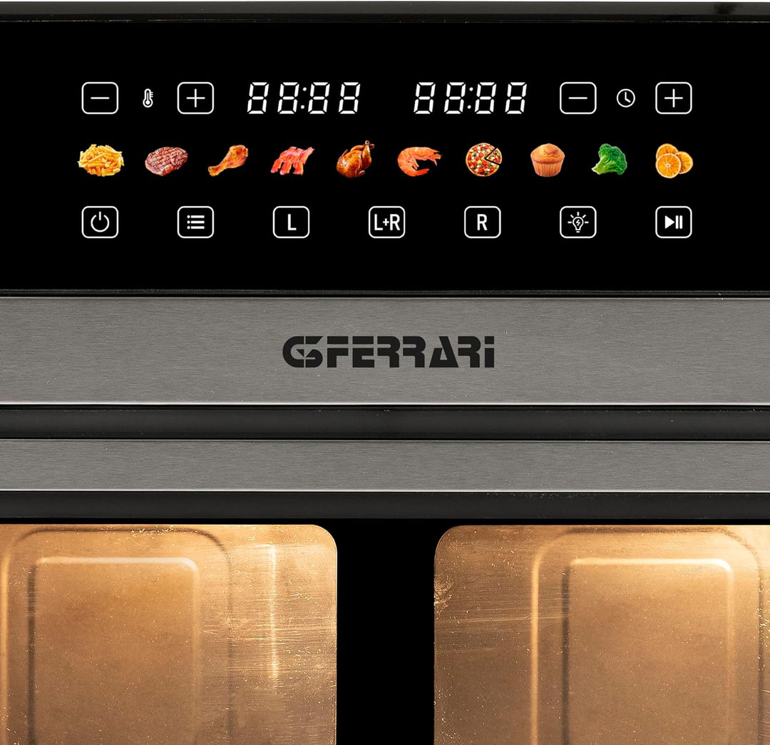 G3 Ferrari G10223 Heissluftfritteuse Friggisano 6+6, 2200 Watt, 12 Liter, 10 Programme, Farbdisplay,