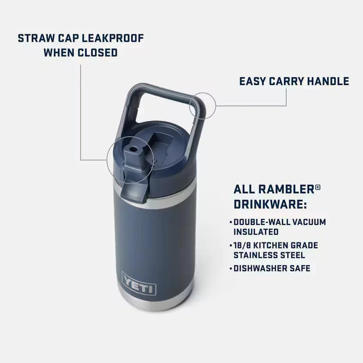 YETI Rambler Jr Kinder Trinkflasche 12 oz (354 ml) Big Sky Summer Camp – Edelstahl Trinkflasche mit