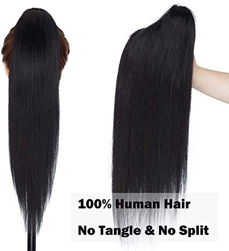 SEGO Ponytail Haarteil Echthaar Zopf Extension mit Klammer Clip in Pferdeschwanz Haarverlängerung 10